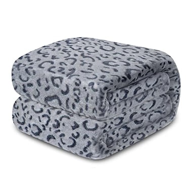 MACEVIA Flannel Fleece Cheetah Print Blanket Leopard Throw Blanket for Women Soft Animal Print Blankets Cozy Comfy for Bed Sofa Couch 260GSM Suitable for All Seasons Navy Leopard50x60inches