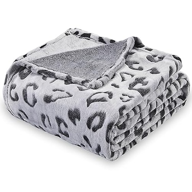 SOCHOW Flannel Fleece Cheetah Print Throw Blanket for Women Lightweight Super Soft Cozy Plush Blanket 50 x 60 Inches Black Leopard