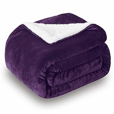 SOCHOW Sherpa Fleece Throw Blanket DoubleSided Super Soft Luxurious Plush Blanket Throw Size Aubergine 50x60 inches