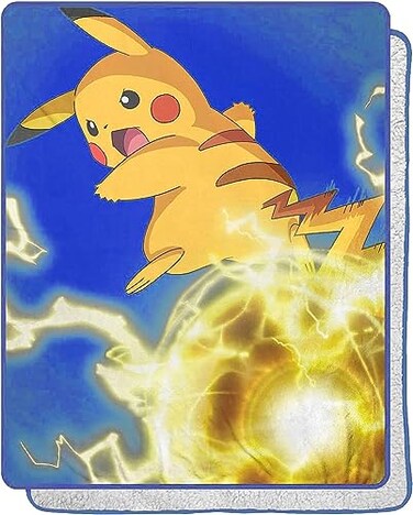 Northwest Pokmon Pikachu Silk Touch Sherpa Throw Blanket 40 x 50 Inch Electro Shock Design Soft and Cozy AnimeInspired Throw