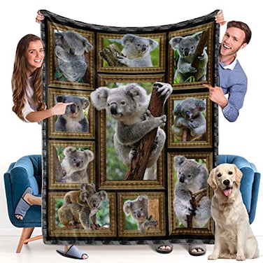 TONGRUIQ Koala Blanket Fleece Throw Blanket for Couch Super Soft Cozy Bed Blanket Lightweight Plush Fuzzy Lap Blankets and Throws for Sofa 50 x 60 Inch Gift for Animal Lover
