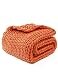 YnM Chunky Throw Blanket MediumWeight Hand Knitted Skin Friendly Ventilated and Breathable Machine Washable Home Dcor Piece for Couch Sofa and Bed Exotic Orange 40x50 Inch