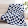 YIRUIO Checkered Knit Throw Blanket Ultra Soft Microfiber ReversibleFluffy Fuzzy Cozy Throw for BedSofa Couch Home Decor Blue 60x80 Inches Twin Size