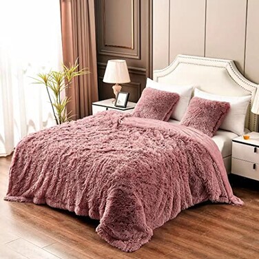 YUSOKI Pink King Faux Fur Blanket2 Layers90x104Without Pillows Big Soft Plush Fuzzy Large Warm Fluffy Blanket for Bed