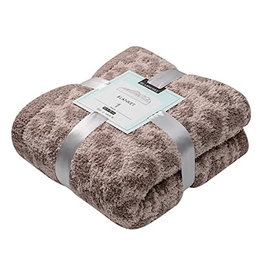 bearberry Fuzzy Leopard Knitted Throw Blanket Soft Cozy Warm Microfiber Blanket for Couch Sofa Bed Travel LinenWarm Gray 51x70