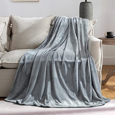JIAHANNHA Fleece Blanket Twin Size Grey 60 by 80 Inches Throw Blankets for Couch Sofa Bed 280GSMSuper Soft Cozy and Luxury Bed Blanket for All Season