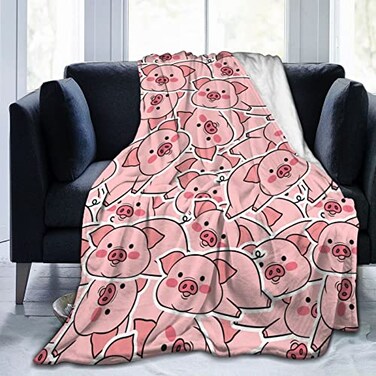 Majoug Cartoon Pink Pig Blanket Plush Lightweight Soft Flannel Fleece Throw Blankets Bedding for Bed Sofa Couch Living Room 50x40
