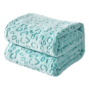 FY FIBER HOUSE Microfiber Blanket Cheetah Print Blanket Soft Fleece Throw for Couch50X60Lake Blue