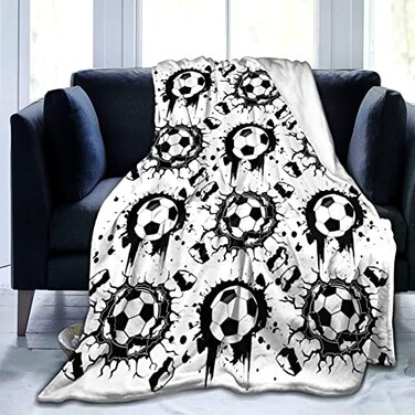 EQWQV Soccer Blanket Throw Soccer Ball Blankets Soft Lightweight Flannel Warm Cozy Football Blanket Gifts for Sport Fans Kids Adults 50X40