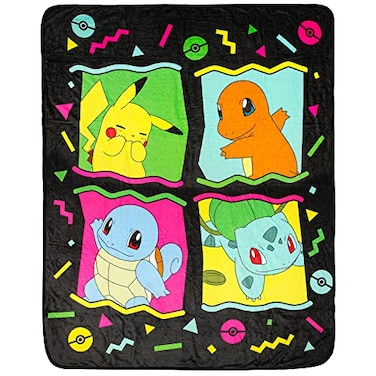 Northwest Pokemon 90s Character Box Design Gaming Plush Throw Blanket 46 x 60