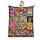 Juirnost Hippie Style Peace Love Flower Throw Blanket 70s Peace Sign Retro Hippy Stoner Groovy Blanket for Couch Bed Sofa Soft Cozy Fleece Plush Reversible 50X60 Inch
