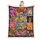 Juirnost Hippie Style Peace Love Flower Throw Blanket 70s Peace Sign Retro Hippy Stoner Groovy Blanket for Couch Bed Sofa Soft Cozy Fleece Plush Reversible 50X60 Inch