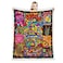 Juirnost Hippie Style Peace Love Flower Throw Blanket 70s Peace Sign Retro Hippy Stoner Groovy Blanket for Couch Bed Sofa Soft Cozy Fleece Plush Reversible 50X60 Inch