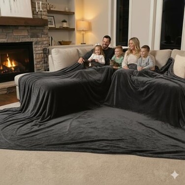 EasyFluffy Oversized King Blanket 120x120 Extra Large Huge Giant 10x10 Blanket for Couch Beds Dark Gray