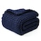 YnM Chunky Throw Blanket MediumWeight Hand Knitted Skin Friendly Ventilated and Breathable Machine Washable Home Dcor Piece for Couch Sofa and Bed Indigo Blue 50x70 Inch