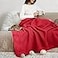 THREAD SPREAD Organic GOTS Cotton Blanket KingCal King 350GSM Oversized Antistatic Fuzzy Soft Sofa Camping Travel Luxurious Herringbone AllSeason Throw Red Free Chic Tote Bag