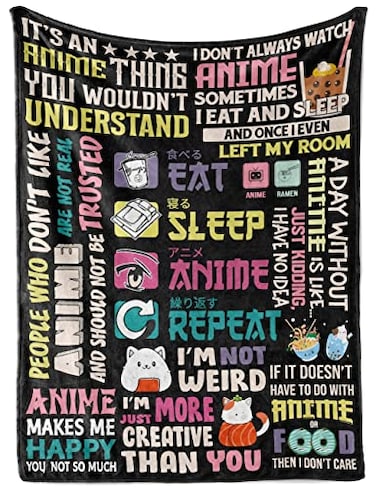Huglanket Anime Gifts Throw Blanket Japan Japanese Kawaii Gift Eat 50 x 65