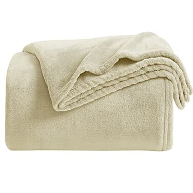 KMUSET Super Soft Throw Blanket Premium Silky Flannel Fleece Throw Size Beige Microfiber Lightweight Blanket All Season Use