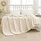 MIULEE Fleece Blanket King Size 90x108 300GSM Super Soft Lightweight Plush Striped Cream White Warm Cozy Breathable Ribbed Blanket for BedSofaCouch
