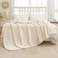 MIULEE Fleece Blanket King Size 90x108 300GSM Super Soft Lightweight Plush Striped Cream White Warm Cozy Breathable Ribbed Blanket for BedSofaCouch