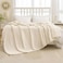 MIULEE Fleece Blanket King Size 90x108 300GSM Super Soft Lightweight Plush Striped Cream White Warm Cozy Breathable Ribbed Blanket for BedSofaCouch