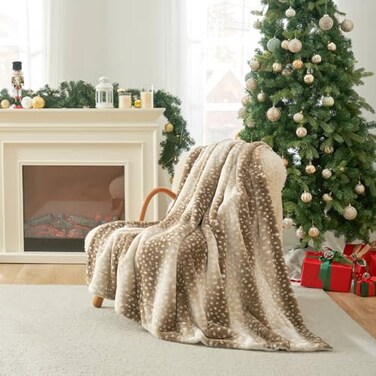 Cozy Bliss Luxury Faux Fur Throw Blanket Animal Striped Print Non Shedding Double Sided Sherpa Blankets Super Soft Fluffy Thick Warm Throws Home Decor for Couch Bed Sofa Women Brown 60x80 Inches
