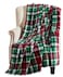Serafina Home Christmas Holiday Throw Blanket Velvelty Soft Durable Fleece Accent for Bed or Couch Country Rustic Red Green Black and White Tartan Plaid 50 x 60 inches