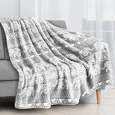 Wscdovf Elephant Blanket Soft Cozy Lightweight Gray Elephant Gifts for Women Adults Animal Boho Throw Blanket for Couch Sofa Bed Living Room Home Decor 50x60 inch