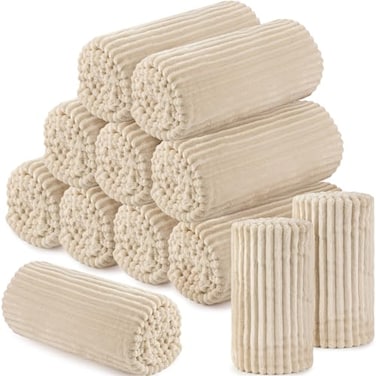 Buryeah 12 Pcs Flannel Throw Blanket Bulk 50 x 60 in Sleepover Blanket Outdoor Wedding Throw Lightweight Oekotex Standard 100 Certified for Sofa Homeless Gifts Beige