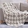 WRENSONGE Checkered Throw Blanket Taupe Soft Cozy Fluffy Warm Hand Made Throw Blankets for Couch Sofa Chair Bed Camping Picnic Travel Lightweight Bed Blanket 6080