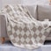 WRENSONGE Checkered Throw Blanket Taupe Soft Cozy Fluffy Warm Hand Made Throw Blankets for Couch Sofa Chair Bed Camping Picnic Travel Lightweight Bed Blanket 6080