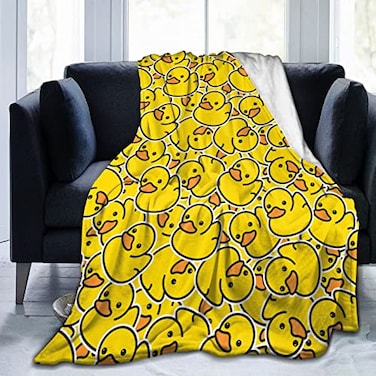 Perinsto Cute Rubber Ducky Throw Blanket Ultra Soft Warm All Season Yellow Cartoon Ducks Decorative Fleece Blankets for Bed Chair Car Sofa Couch Bedroom 80X60