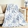 JarThenaAMCS Floral Fuzzy Blanket Blue Flowers Throw Blanket Decorative Soft Cozy Flannel Blanket for Home Bed Sofa Couch Chair 50 x 60 Inch