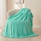 NEWCOSPLAY Super Soft Throw Blanket Aqua Premium Silky Flannel Fleece 3D Ribbed Jacquard Lightweight Bed Blanket All Season Use Aqua Ribbed Throw50x60