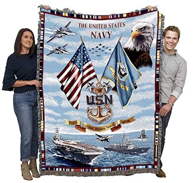 Pure Country Weavers PCW US Navy Blanket Master Chief Gift Military Tapestry Throw Woven from Cotton Made in the USA 72x54