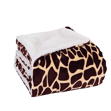 Elegance Linen MicroMinkSherpa Luxurious Soft 50Inch by 60Inch Blanket Throw Giraffe