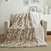 Tache Home Tache 63 x 90 Super Soft Warm Tan Brown Blue Russian Lynx Faux Fur Fluffy White Sherpa Throw Blanket