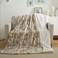 Tache Home Tache 63 x 90 Super Soft Warm Tan Brown Blue Russian Lynx Faux Fur Fluffy White Sherpa Throw Blanket