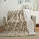 Tache Home Tache 63 x 90 Super Soft Warm Tan Brown Blue Russian Lynx Faux Fur Fluffy White Sherpa Throw Blanket
