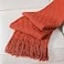 BATTILO HOME Rust Throw Blanket for Couch 50 x 60 Acrylic Knit Woven Summer Blanket Lightweight Decorative Soft Nap Throw with Tassel for Chair Bed Sofa Travel Picnic Suitable for All Seasons