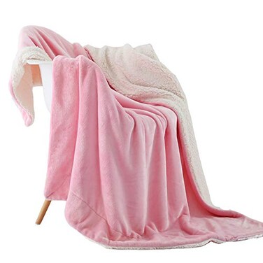 NANPIPER Fleece Blanket Reversible Sherpa Flannel Throw Blanket Super Soft Fuzzy Plush Microfiber for BedCouch 60x80Pink