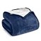 Bare Home Sherpa Fleece Blanket ThrowTravel Size Blanket for Bed Sofa and Couch Warm Lightweight Fluffy Soft Reversible ThrowTravel Dark Blue