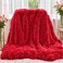 MYRU Plush Super Soft Blanket Bedding Sofa Cover Furry Fuzzy Fur Warm Throw Qulit Cozy Couch Blanket for Winter 51x63 InchesThrow Pure Red
