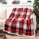 PAVILIA Red Green Christmas Plaid Sherpa Throw Blanket Holiday Fleece Blanket 50 x 60 Soft Flannel Plush Throw for Couch Sofa Bed Festive Winter Home Decor Cozy