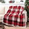 PAVILIA Red Green Christmas Plaid Sherpa Throw Blanket Holiday Fleece Blanket 50 x 60 Soft Flannel Plush Throw for Couch Sofa Bed Festive Winter Home Decor Cozy