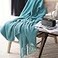 LOMAO Knitted Throw Blanket with Tassels Bubble Textured Lightweight Throws for Couch Cover Home Decor Lake Blue 50x60
