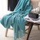 LOMAO Knitted Throw Blanket with Tassels Bubble Textured Lightweight Throws for Couch Cover Home Decor Lake Blue 50x60