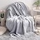 NTBAY Acrylic Knitted Throw Blanket Lightweight and Soft Cozy Decorative Woven Blanket with Tassels for Travel Couch Bed Sofa 51x67 Inches Light Grey Checkered