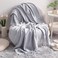 NTBAY Acrylic Knitted Throw Blanket Lightweight and Soft Cozy Decorative Woven Blanket with Tassels for Travel Couch Bed Sofa 51x67 Inches Light Grey Checkered