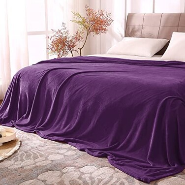 BEDELITE Fleece Blanket King Size Blankets for Bed Luxury Plush Cozy Fuzzy Blanket 108x90 inches Super Soft Warm Lightweight Throw Blanket All Seasons Suitable Purple